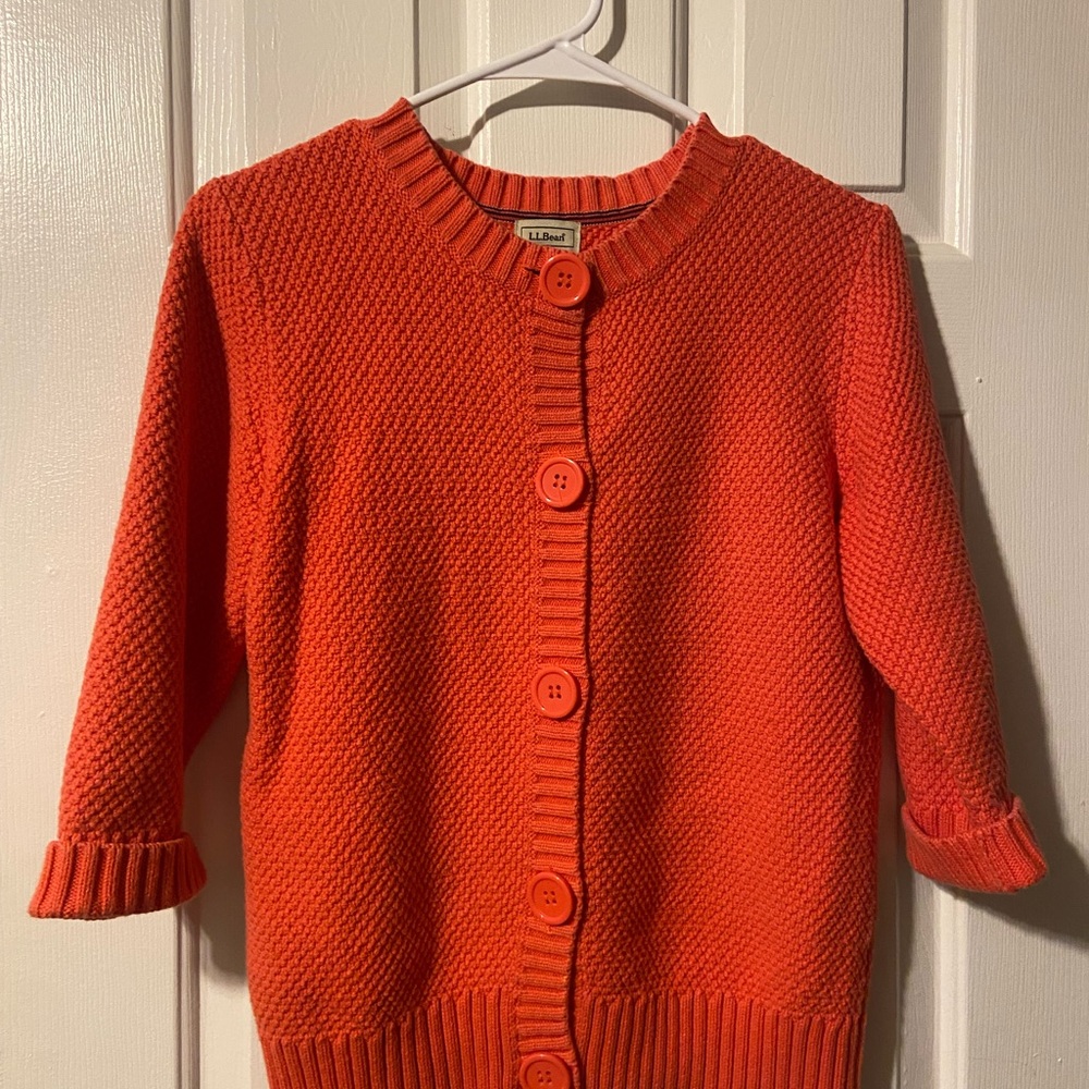 L.L. Bean Vibrant Coral Knit Sweater